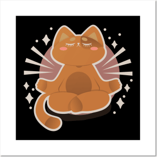 Cute Kawaii Cat Yoga Posters and Art